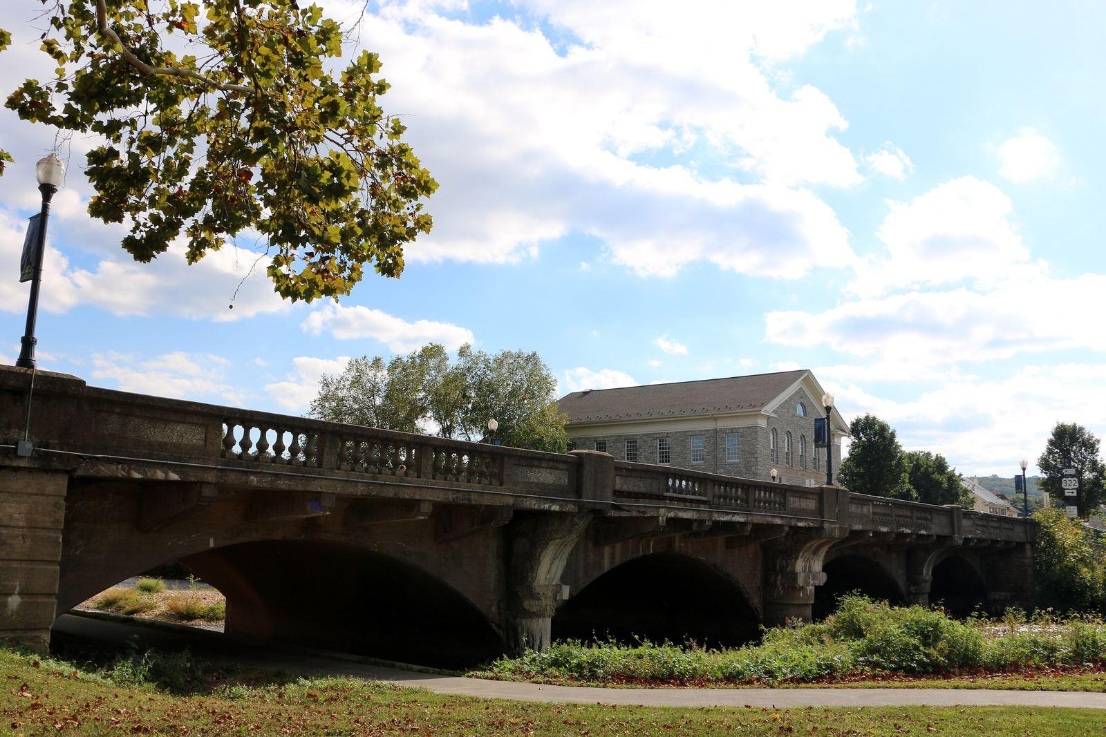 A stone arch bridge over the Brandywine Creek in Downingtown