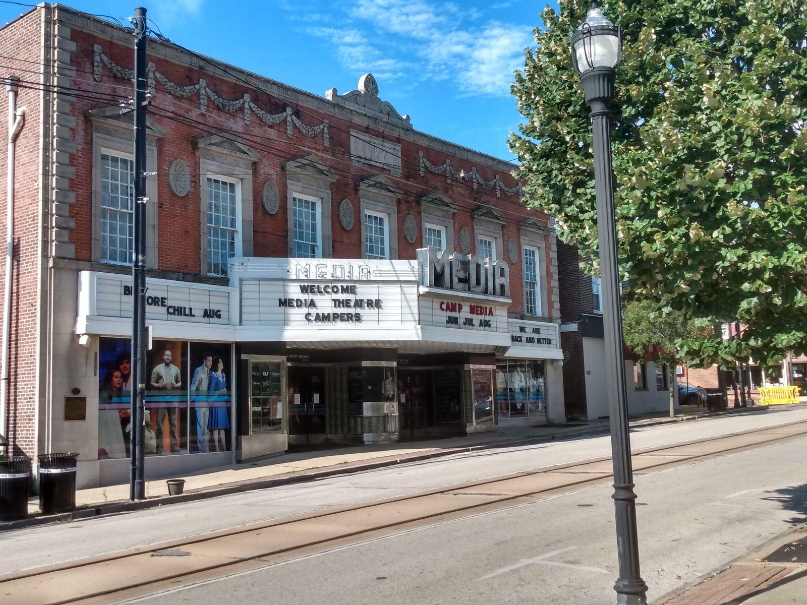 The Media Theatre marquee on State Street in downtown Media